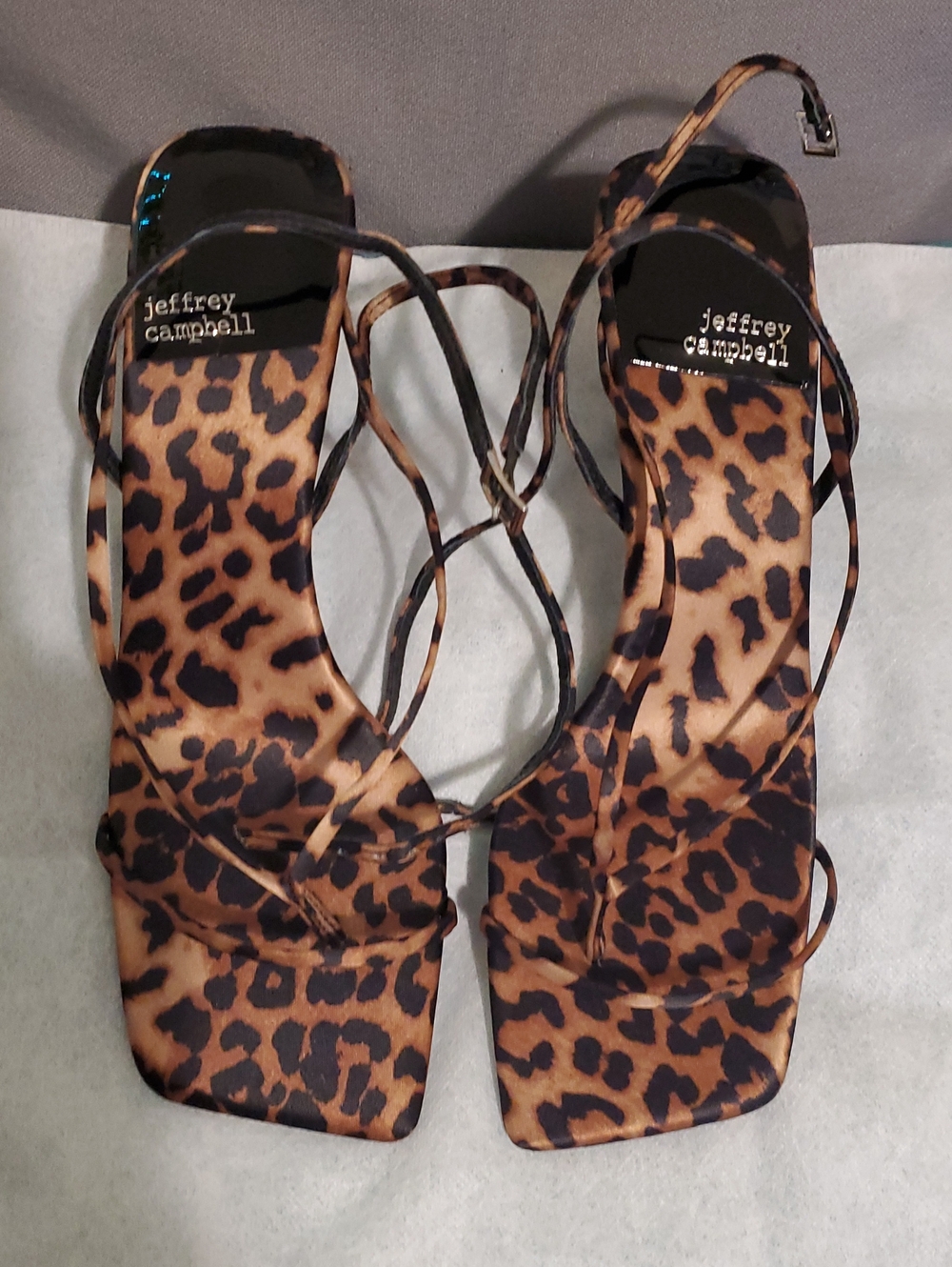 Jeffrey Campbell Leopard Print Lace-Up Heels - Brown/Black